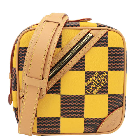LOUIS VUITTON Volcano Damier Pop Chess Canvas Messenger Bag Yellow