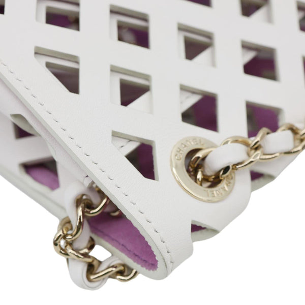 CHANEL See Through Flap Small Lambskin Leather Shoulder Bag White