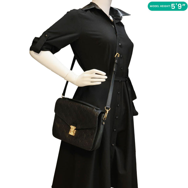LOUIS VUITTON Metis Pochette Empreinte Leather Crossbody Bag Black
