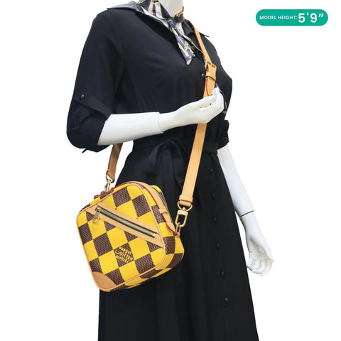 LOUIS VUITTON Volcano Damier Pop Chess Canvas Messenger Bag Yellow