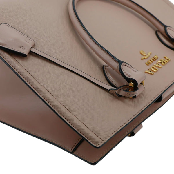 PRADA Saffiano Soft Calfskin Leather Top Handle Shoulder Bag Pink