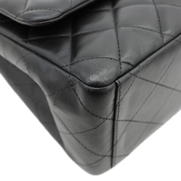 CHANEL Maxi Classic Double Flap Calfskin Leather Shoulder Bag Black