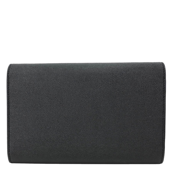 YVES SAINT LAURENT Uptown Envelope Grain De Poudre Leather Crossbody Chain Wallet Black