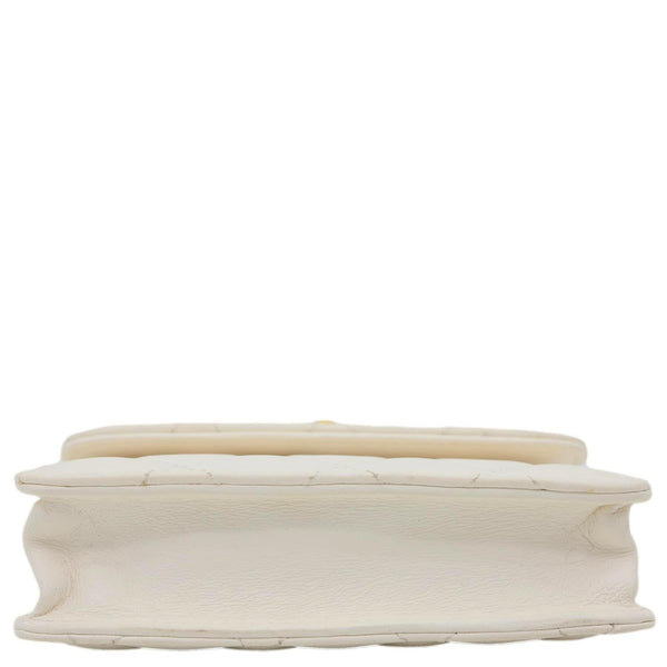 CHANEL Pearl Crush Flap Quilted Lambskin Leather Clutch With Chain White