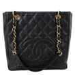 CHANEL PST Petite Quilted Caviar Leather Shopping Tote Black