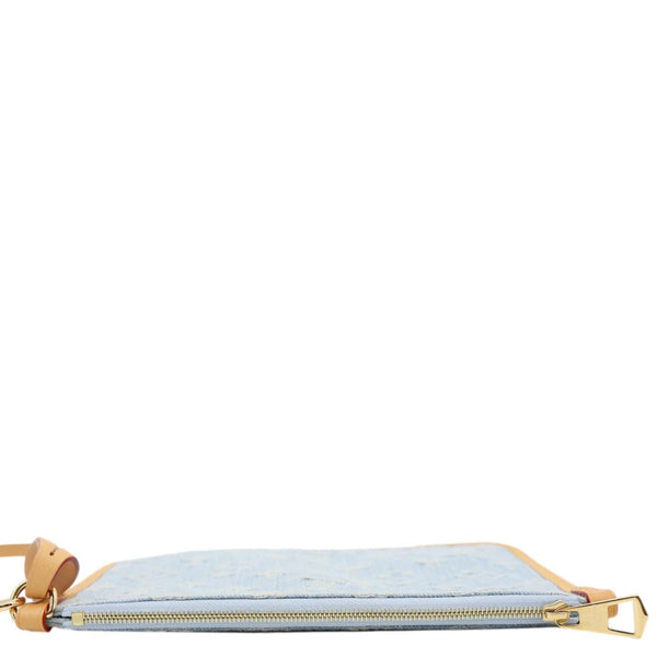 LOUIS VUITTON Monogram Denim Pochette Wristlet Light Blue