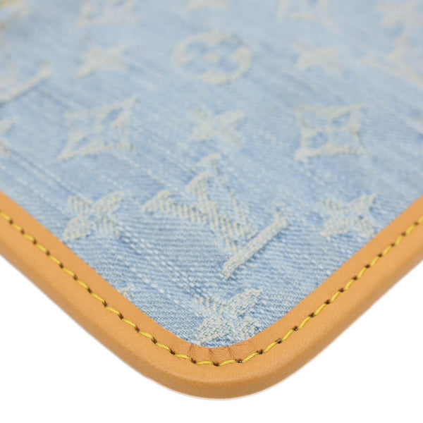 LOUIS VUITTON Monogram Denim Pochette Wristlet Light Blue