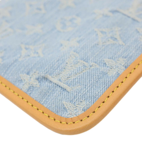 LOUIS VUITTON Monogram Denim Pochette Wristlet Light Blue