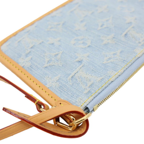 LOUIS VUITTON Monogram Denim Pochette Wristlet Light Blue