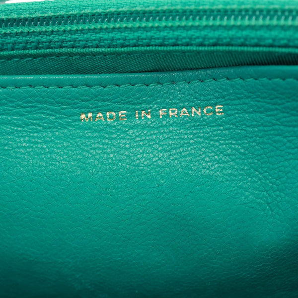 CHANEL Boy Flap Leather Wallet On Chain Crossbody Bag Green