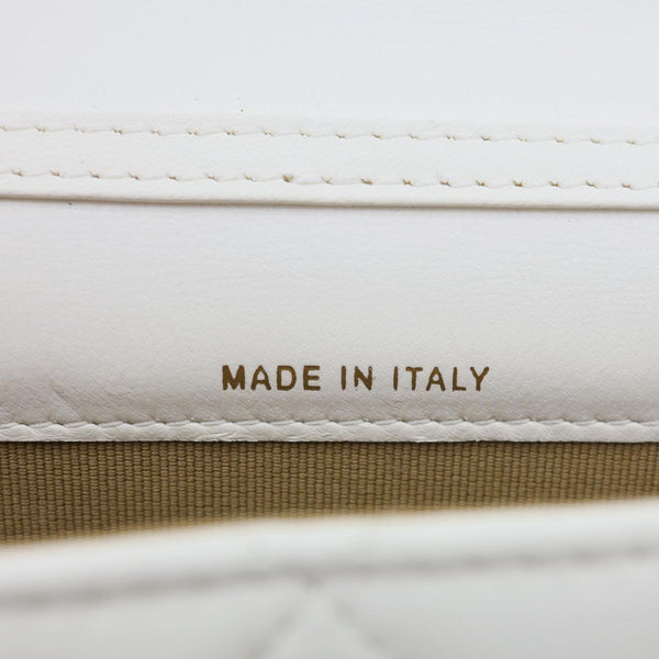 CHANEL Pearl Crush Flap Quilted Lambskin Leather Clutch With Chain White