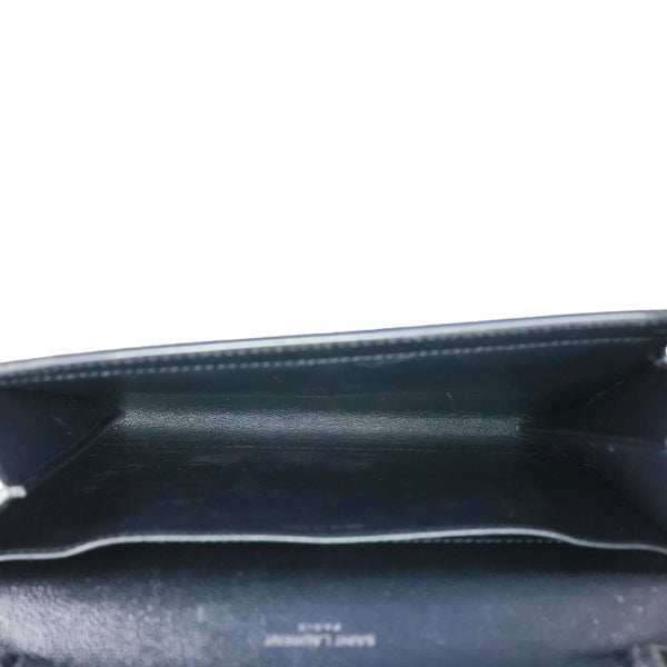 YVES SAINT LAURENT Uptown Envelope Grain De Poudre Leather Crossbody Chain Wallet Black