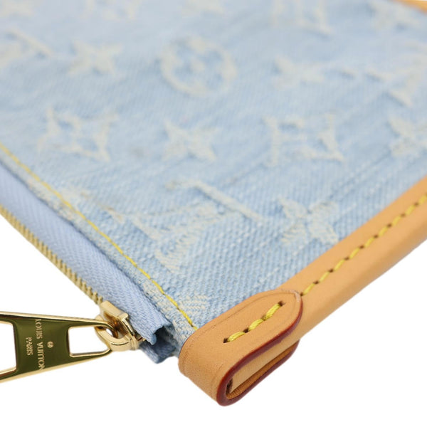 LOUIS VUITTON Monogram Denim Pochette Wristlet Light Blue