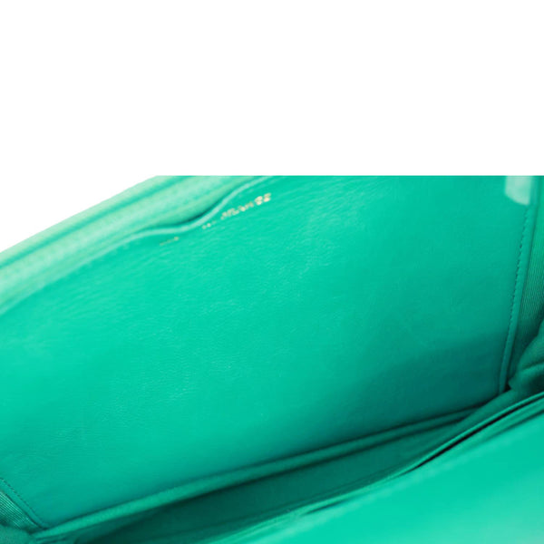CHANEL Boy Flap Leather Wallet On Chain Crossbody Bag Green
