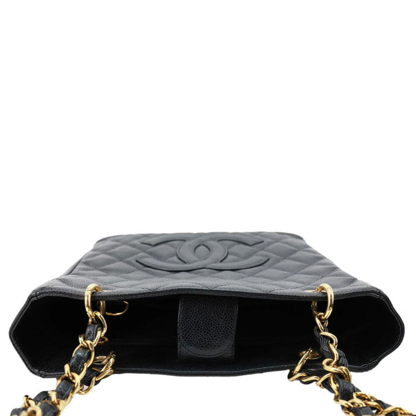 CHANEL PST Petite Quilted Caviar Leather Shopping Tote Black