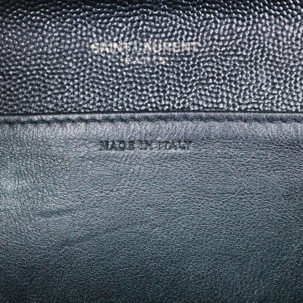 YVES SAINT LAURENT Uptown Envelope Grain De Poudre Leather Crossbody Chain Wallet Black