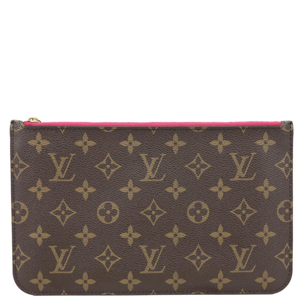 LOUIS VUITTON Neverfull Monogram Canvas Pochette Wristlet Brown
