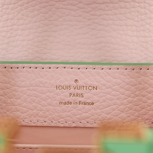 LOUIS VUITTON Capucines Mini Taurillon Leather Chain Crossbody Bag Green