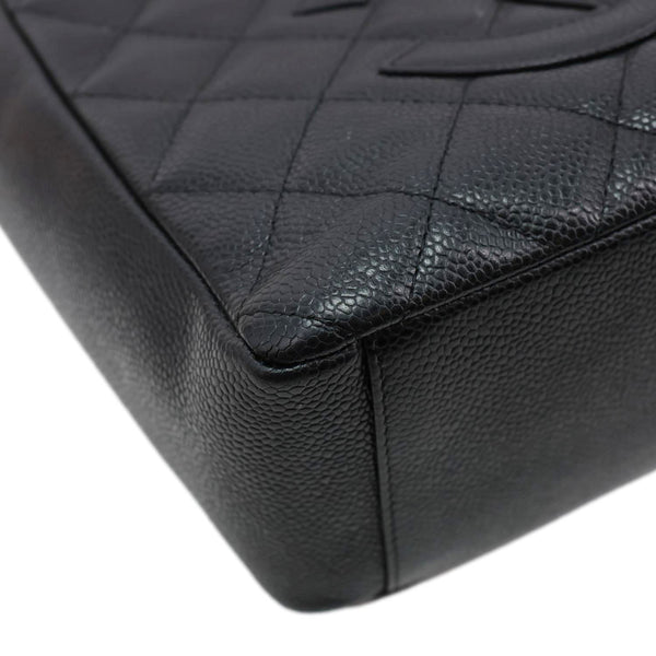 CHANEL PST Petite Quilted Caviar Leather Shopping Tote Black