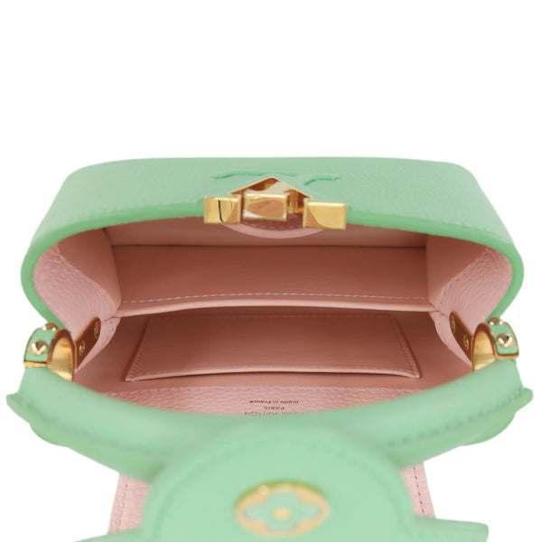 LOUIS VUITTON Capucines Mini Taurillon Leather Chain Crossbody Bag Green
