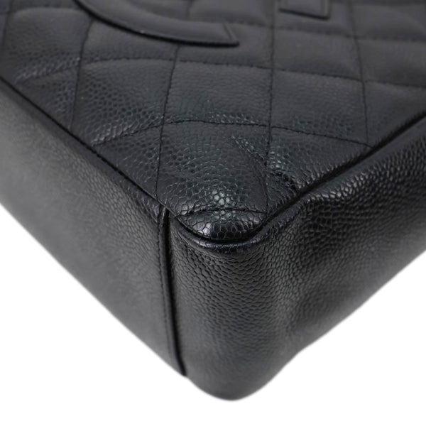 CHANEL PST Petite Quilted Caviar Leather Shopping Tote Black