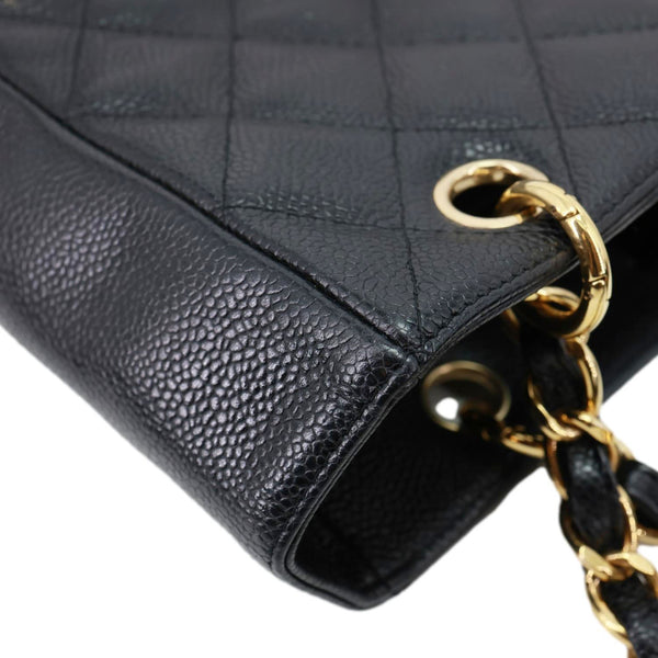 CHANEL PST Petite Quilted Caviar Leather Shopping Tote Black