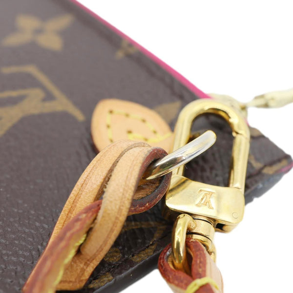 LOUIS VUITTON Neverfull Monogram Canvas Pochette Wristlet Brown