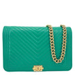 CHANEL Boy Flap Leather Wallet On Chain Crossbody Bag Green