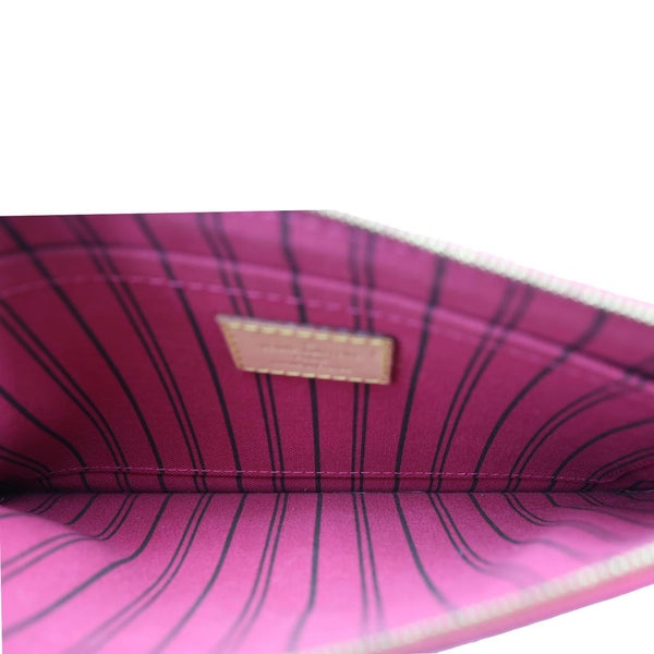 LOUIS VUITTON Neverfull Monogram Canvas Pochette Wristlet Brown