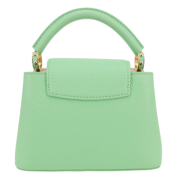 LOUIS VUITTON Capucines Mini Taurillon Leather Chain Crossbody Bag Green