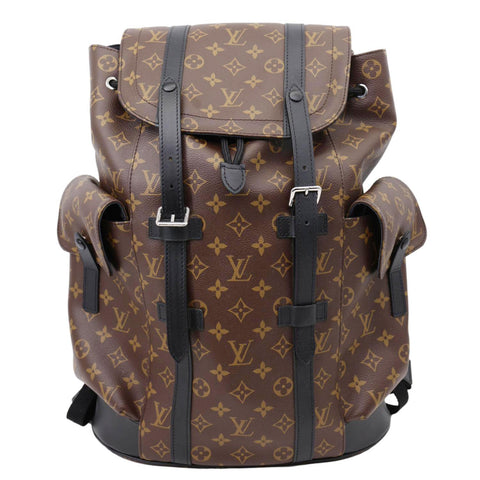 LOUIS VUITTON Christopher Monogram Macassar Canvas Backpack Bag Brown