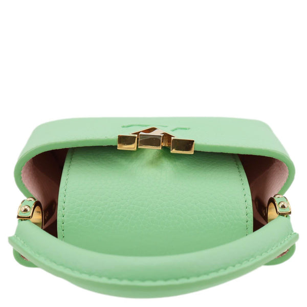 LOUIS VUITTON Capucines Mini Taurillon Leather Chain Crossbody Bag Green