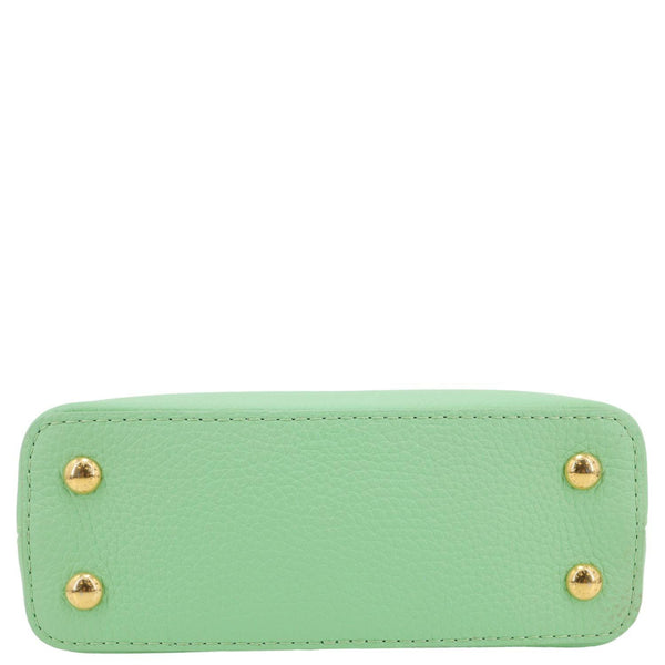 LOUIS VUITTON Capucines Mini Taurillon Leather Chain Crossbody Bag Green