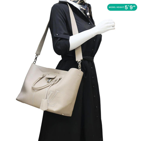 LOUIS VUITTON Pernelle Taurillon Leather Tote Bag Galet