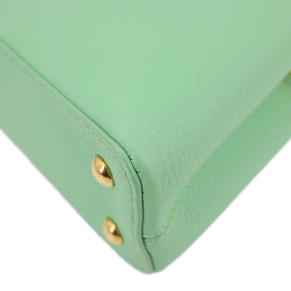 LOUIS VUITTON Capucines Mini Taurillon Leather Chain Crossbody Bag Green