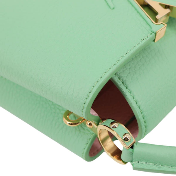 LOUIS VUITTON Capucines Mini Taurillon Leather Chain Crossbody Bag Green