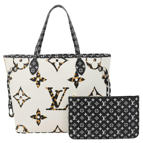 LOUIS VUITTON Neverfull MM Monogram Jungle Shoulder Bag Ivory