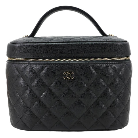 CHANEL Quilted Caviar Leather Vanity Case Black