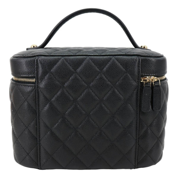 CHANEL Quilted Caviar Leather Vanity Case Black