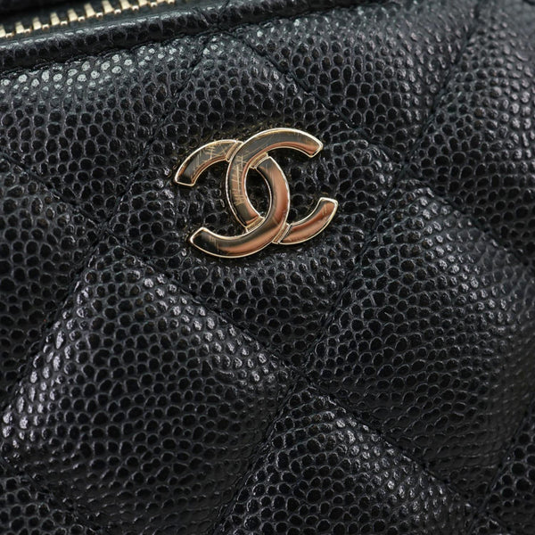 CHANEL Quilted Caviar Leather Vanity Case Black