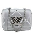 LOUIS VUITTON Twist Metallic Pillow Calfskin Leather Shoulder Bag Silver