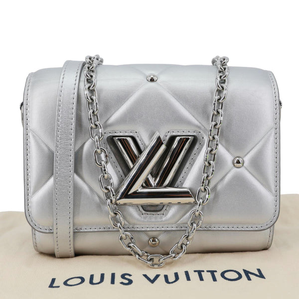 LOUIS VUITTON Twist Metallic Pillow Calfskin Leather Shoulder Bag Silver