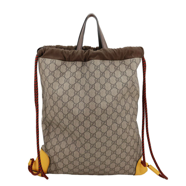 GUCCI Neo Vintage Drawstring GG Supreme Canvas Backpack Beige 473872