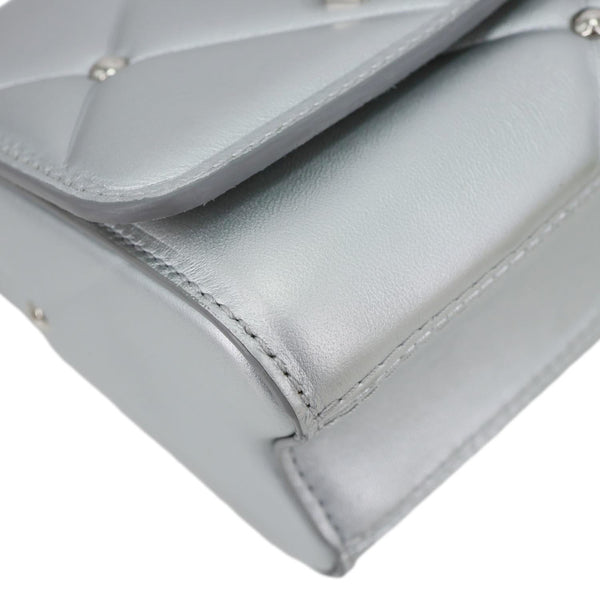 LOUIS VUITTON Twist Metallic Pillow Calfskin Leather Shoulder Bag Silver