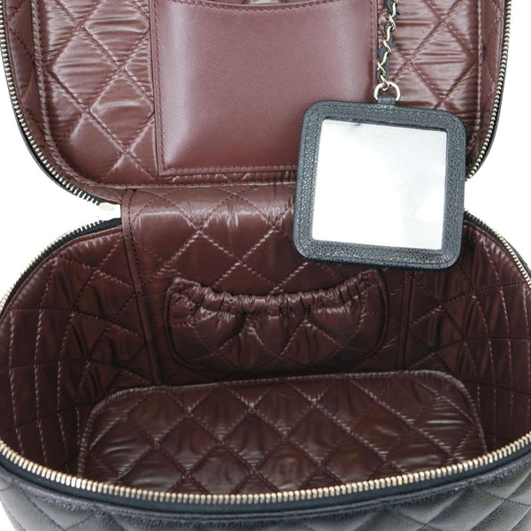 CHANEL Quilted Caviar Leather Vanity Case Black