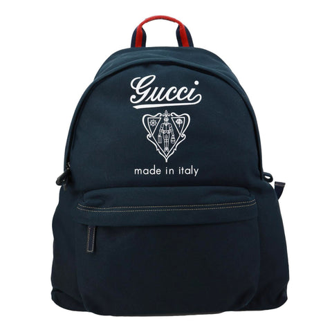 GUCCI Maxi Printed Fabric Backpack Navy Blue 821643