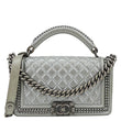 CHANEL Boy Flap Quilted Lambskin Leather Chain Around Top Handle Crossbody Bag Grey