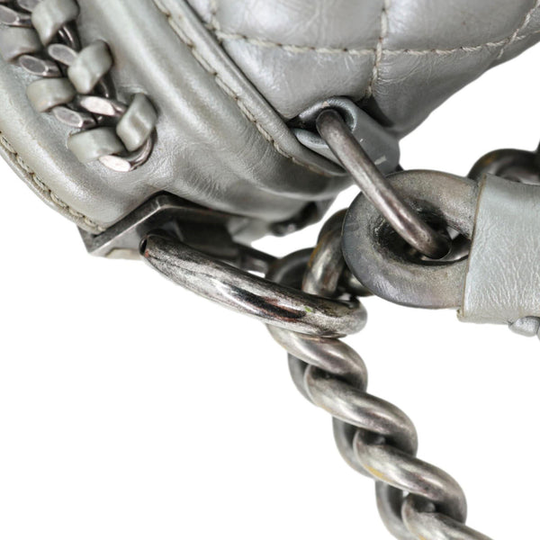 CHANEL Boy Flap Quilted Lambskin Leather Chain Around Top Handle Crossbody Bag Grey