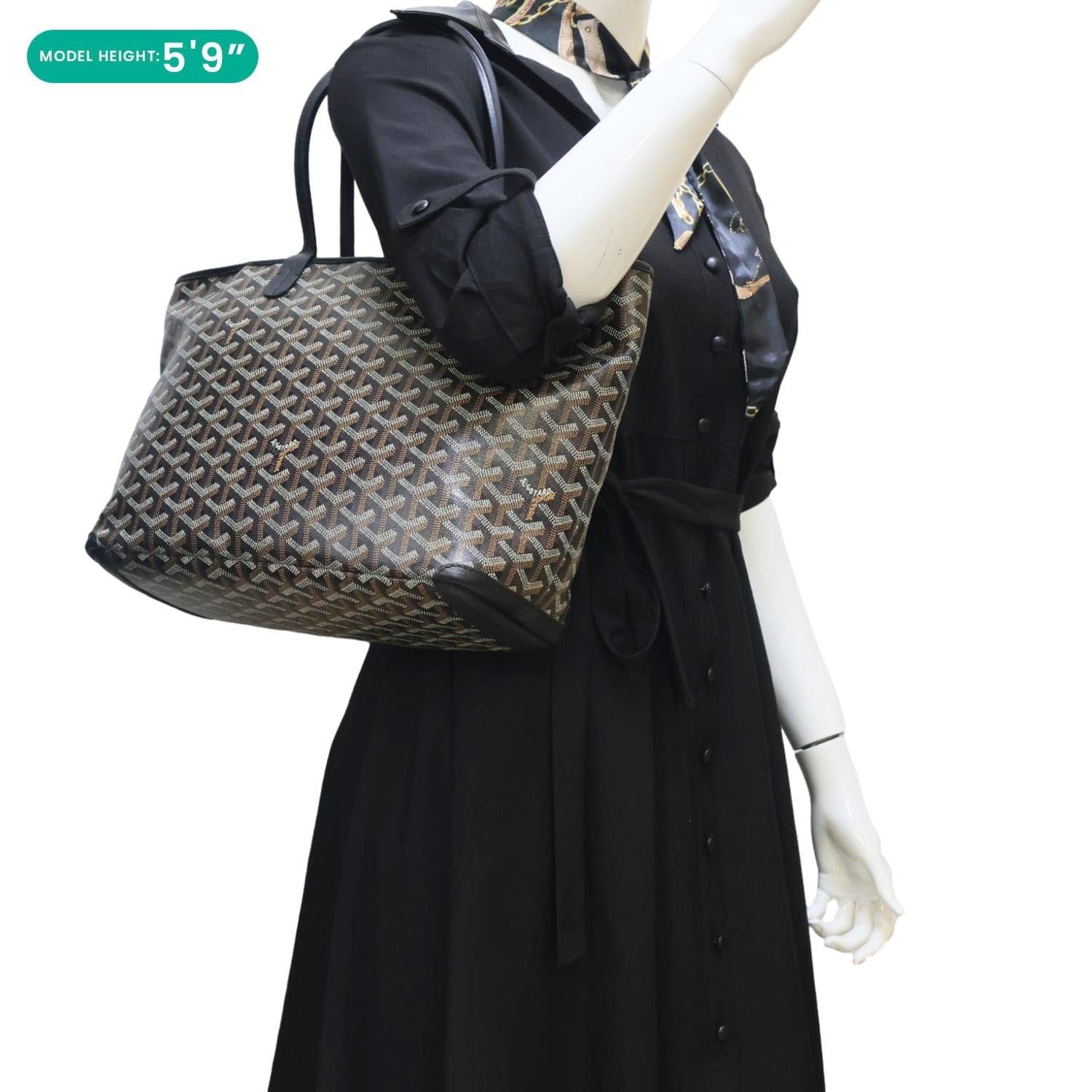 GOYARD アルトワ ARTOIS PM ブラック GOYARD Artois PM Chevron Print Coated Canvas Tote Bag Black