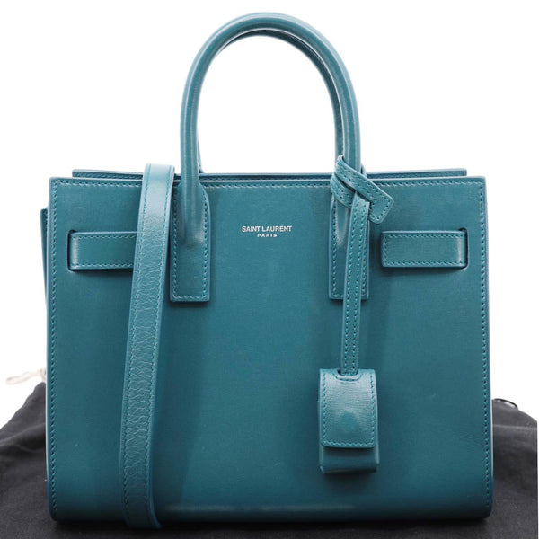 YVES SAINT LAURENT Sac de Jour Nano Calfskin Leather Satchel Bag Turquoise
